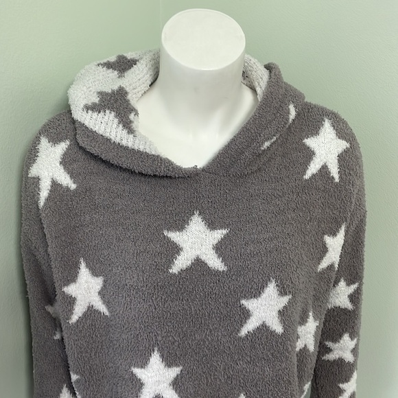 Revolve x Maronie Sweatshirt Oversized Lounge Star Fleece Gray and White Medium - Picture 3 of 5